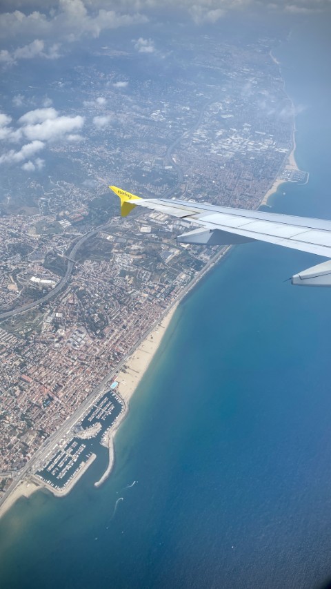 Barcelona coastline seen from the flight